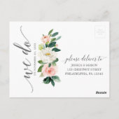 Blushing Blooms Floral Wedding RSVP Postcard Postkarte (Rückseite)