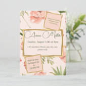 Blushing Blooms Geburtstagsbash Einladung (Stehend Vorderseite)