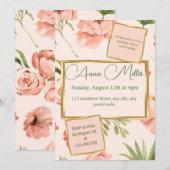 Blushing Blooms Geburtstagsbash Einladung (Vorne/Hinten)