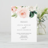 Blushing Blooms Hochzeitseinladung Einladung (Stehend Vorderseite)