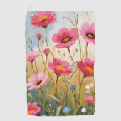 Blushing Blooms | Pink Flower Meadow Floral Golfhandtuch (Vorderseite)