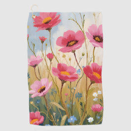 Blushing Blooms | Pink Flower Meadow Floral Golfhandtuch