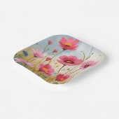 Blushing Blooms | Pink Flower Meadow Floral Pappteller (Gewinkelt)