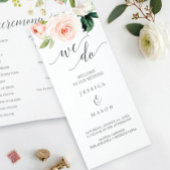 Blushing Blooms Tri-Fold Hochzeitsprogramm