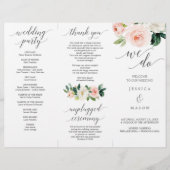 Blushing Blooms Tri-Fold Hochzeitsprogramm (Vorne)