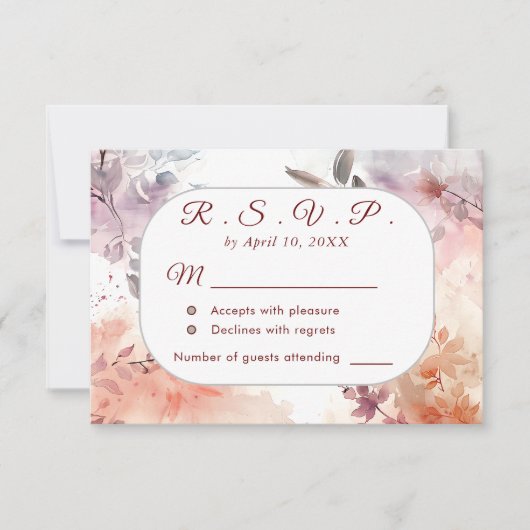 Blushing Blooms Watercolor Wedding RSVP Card (Vorderseite)