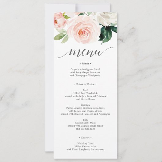 Blushing Blooms Wedding Menu - Wedding Menus Einladung (Vorderseite)
