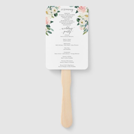 Blushing Blooms Wedding Program Fan Fächer (Rückseite)