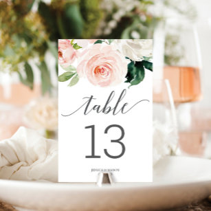 Blushing Blooms Wedding Tischnummern doppelseitig
