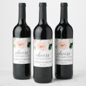 Blushing Blooms Wedding Wine Labels Weinetikett (Flaschen)
