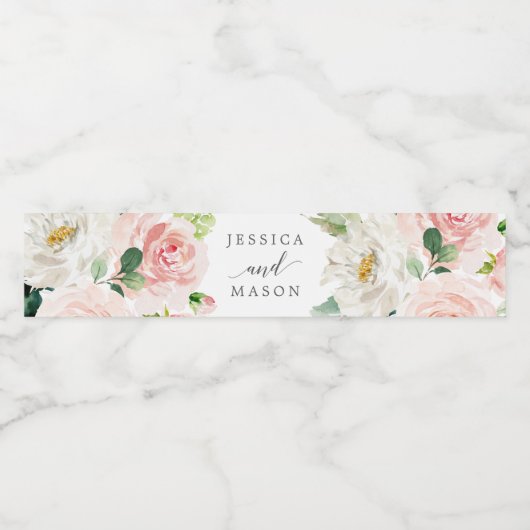 Blushing Blooms Wedelwasser Flasche Etikett (Einzelnes Label)