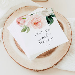 Blushing Blooms Wedkin Cocktail Napkin Serviette