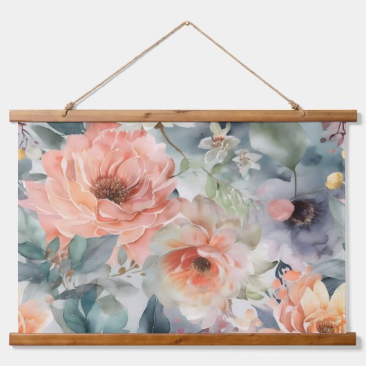 Blushing Bridal Ballet Botanisch Wandteppich Mit Holzrahmen (Vorne)