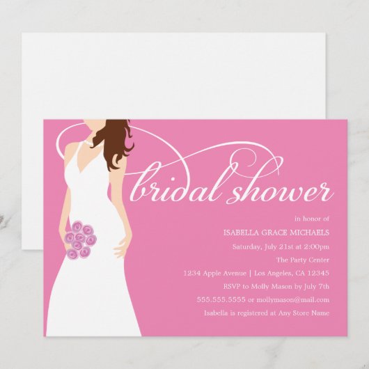 Blushing Bride | Hintergrundfarbe auswählen Einladung (Vorne/Hinten)