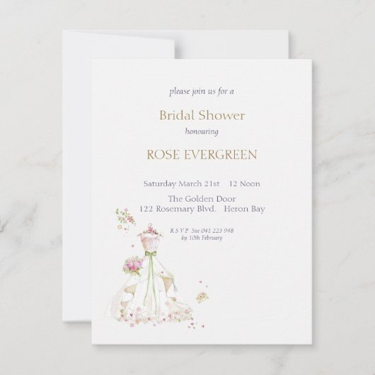 Blushing Bride in Bloom Einladung (Vorderseite)
