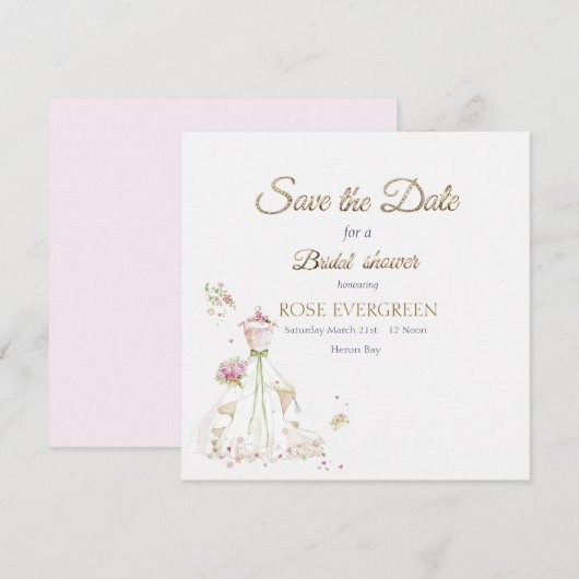 Blushing Bride in Bloom Save The Date (Vorne/Hinten)