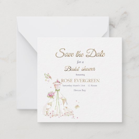 Blushing Bride in Bloom Save the Date Mitteilungskarte (Vorderseite)