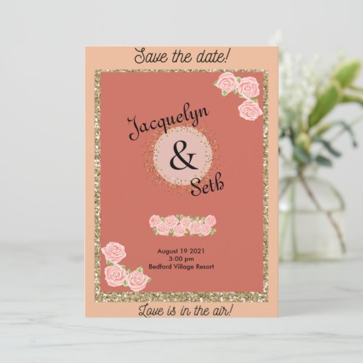 Blushing Bride Mauve Floral Save the Date Einladung (Stehend Vorderseite)