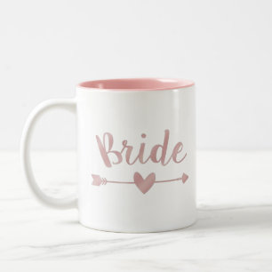 Blushing Bride Modern Lettering Pink Hearts Custom Zweifarbige Tasse