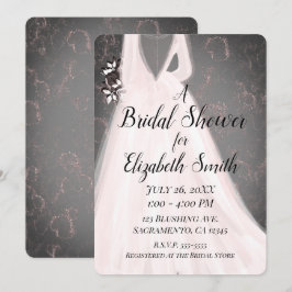 Blushing Bride Pink Gray Modernes Glam Brautparty Einladung