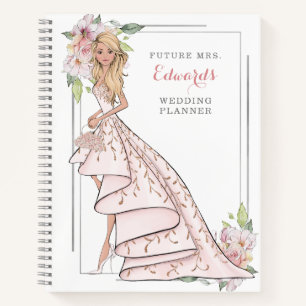 Blushing Bridge in Gown Wedding Planner Notebook Notizblock