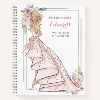 Blushing Bridge in Gown Wedding Planner Notebook Notizblock