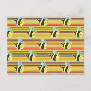 Blushing Bumblebee Streifenmuster Postkarte