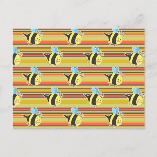 Blushing Bumblebee Streifenmuster Postkarte (Vorderseite)