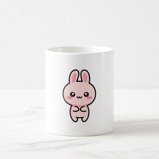 Blushing Bunny – Cute Kawaii Illustration Kaffeetasse (Mittel)