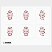 Blushing Bunny – Cute Kawaii Illustration Quadratischer Aufkleber (Blatt)