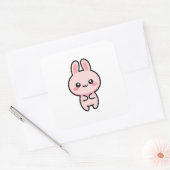 Blushing Bunny – Cute Kawaii Illustration Quadratischer Aufkleber (Umschlag)