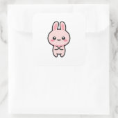 Blushing Bunny – Cute Kawaii Illustration Quadratischer Aufkleber (Tasche)