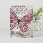 Blushing Butterfly Bridal Dusche Einladung (Stehend Vorderseite)