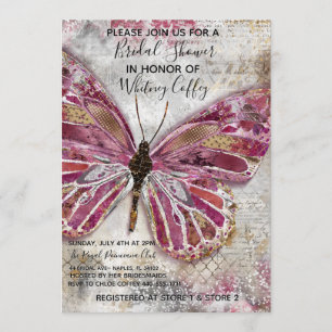 Blushing Butterfly Bridal Dusche Einladung