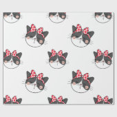 Blushing Cat Bow Geschenkpapier (Flach)