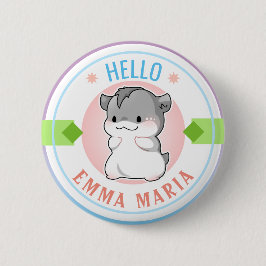 Blushing Chibi Hamster Anpassungsname Hallo Button