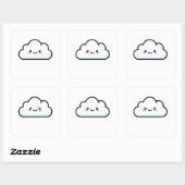 Blushing Cloud – Cute Kawaii Illustration Quadratischer Aufkleber (Blatt)