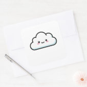 Blushing Cloud – Cute Kawaii Illustration Quadratischer Aufkleber (Umschlag)