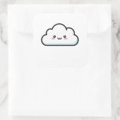 Blushing Cloud – Cute Kawaii Illustration Quadratischer Aufkleber (Tasche)