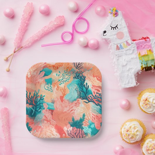 Blushing coral pappteller (Party)