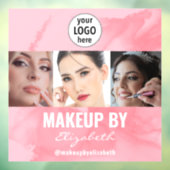 Blushing Coral Pink Makeup Studio Photo Logo Fensteraufkleber (Blatt 3)