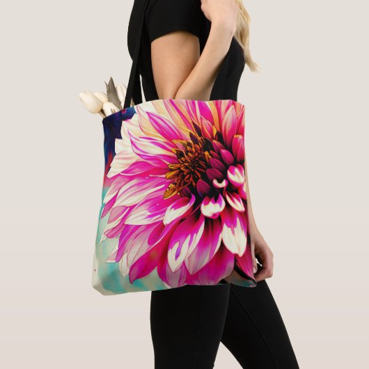 Blushing Dahlia Watercolor Eleganz Tasche (Von Nahem)