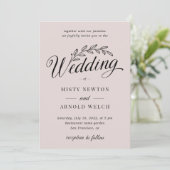 Blushing Dusty Rose Backyard Botanic Leaf Hochzeit Einladung (Stehend Vorderseite)