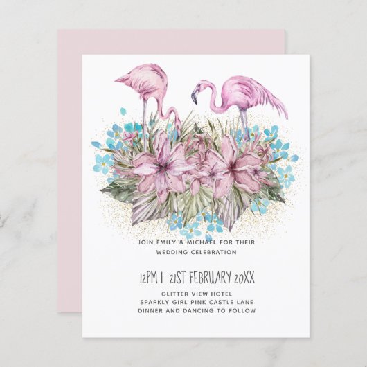 Blushing Flamingos Tropical Beach Hochzeit (Vorne/Hinten)