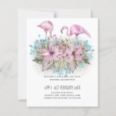 Blushing Flamingos Tropical Beach Hochzeit (Vorderseite)