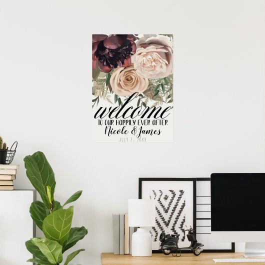 Blushing Floral Blooms botanische Begrüßung Poster (Heimbüro)