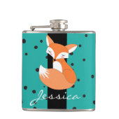Blushing Fox and Dots Muster Flachmann (Vorderseite)