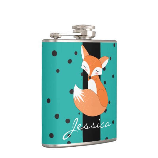 Blushing Fox and Dots Muster Flachmann (Rechts)