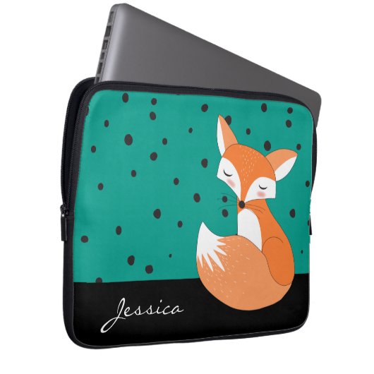 Blushing Fox mit Individuelle Name Laptopschutzhülle (Vorne Rechts)