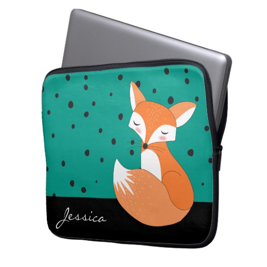 Blushing Fox mit Individuelle Name Laptopschutzhülle (Vorderseite Links)